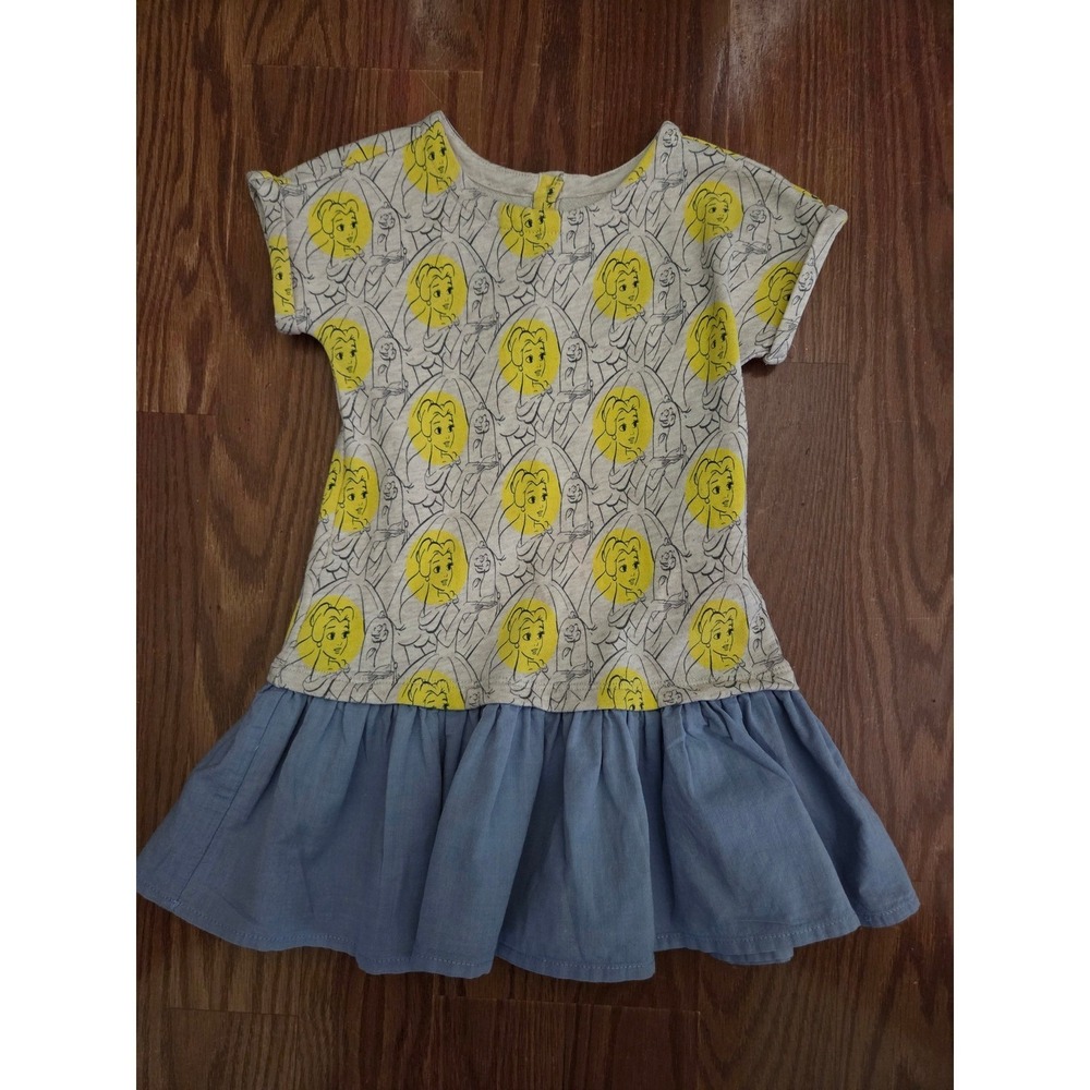 Baby Gap Disney Princess Belle Dress Toddler 3 Years Grey Blue French Terry